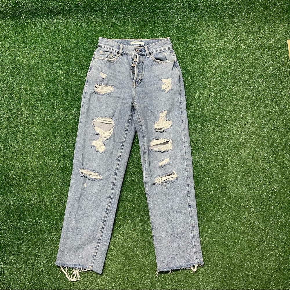 Pacsun Blue Straight Leg Jeans with Distressed Details